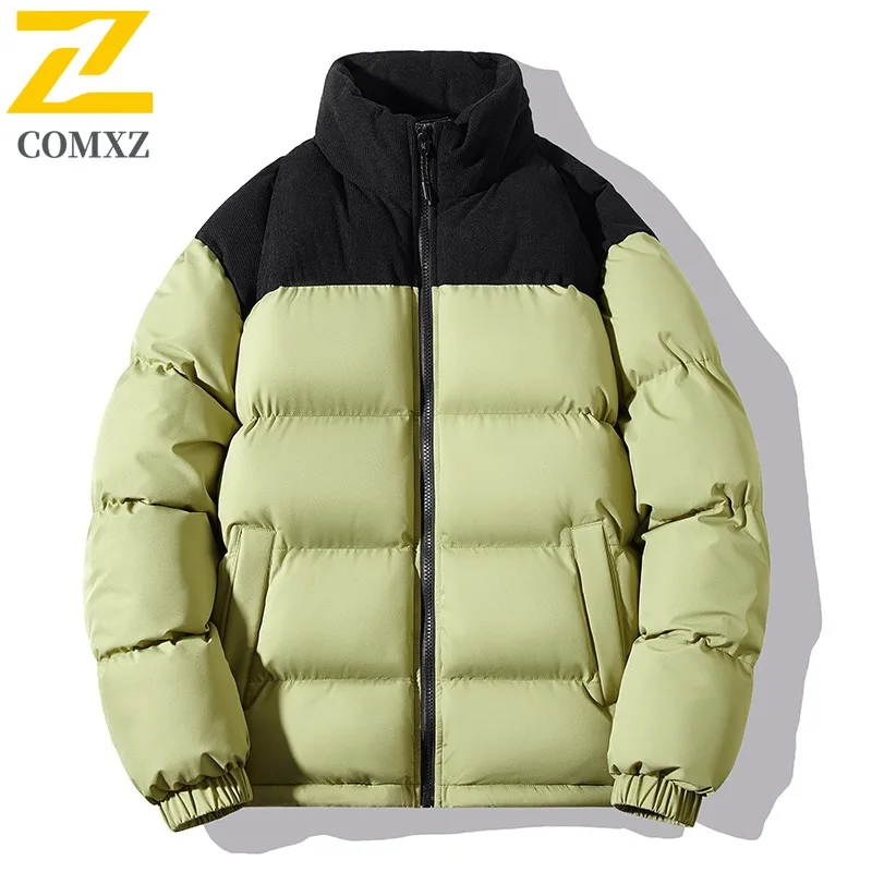 

COMXZ хлопковая стеганая куртка толстая цветная блокировка уличная лыжная дорожная зимняя куртка снежное легкое стеганое пальто мужская одежда