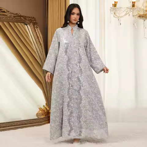 Uni Ramadan Moroccan Floral Embroidery Abaya Dubai Beaded Bright Line Decoration Kaftan Luxury Woman Evening Dress