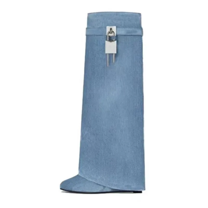 

Женские ботинки с замком акулы, сапоги до колена на танкетке 10,5, мотоциклетные кожаные белые, красные ботинки, обувь