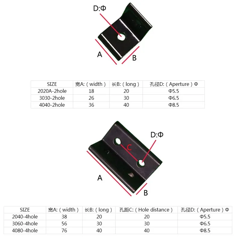 90 Degree Bracket Fastener Black Brackets Corner fitting angle aluminum L Connector for Connector Aluminium Profile CNC Router