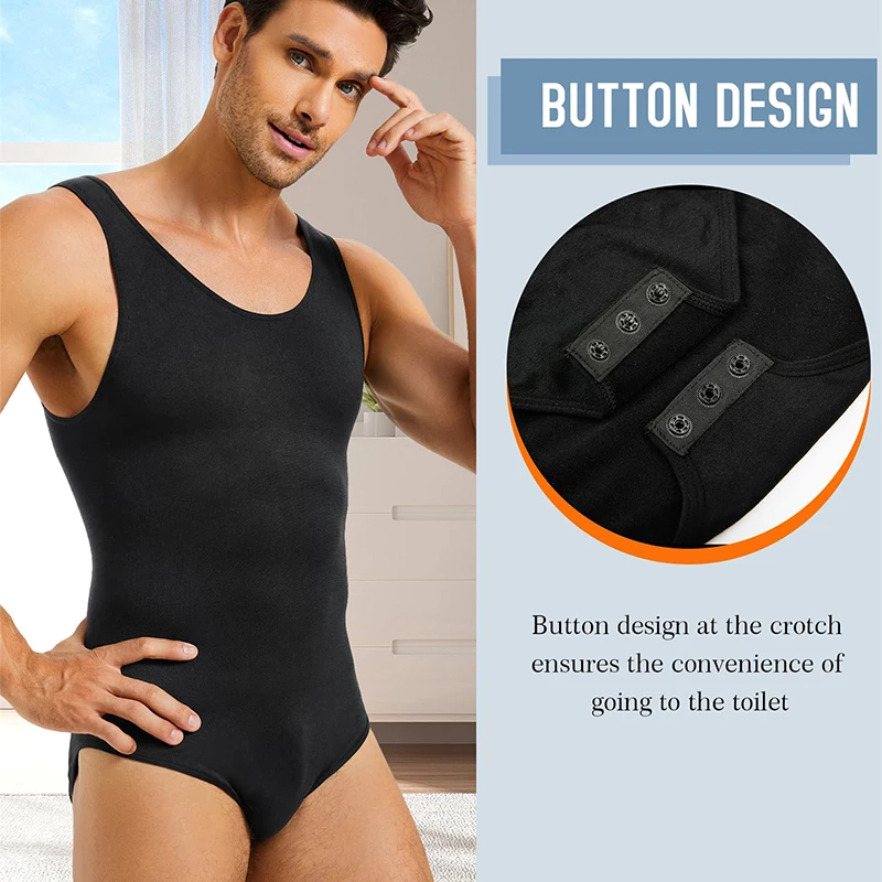 Men Slimming Shapewear Bodysuit Tummy Control Full Body Shaper Compression Sleeveless Undershirts