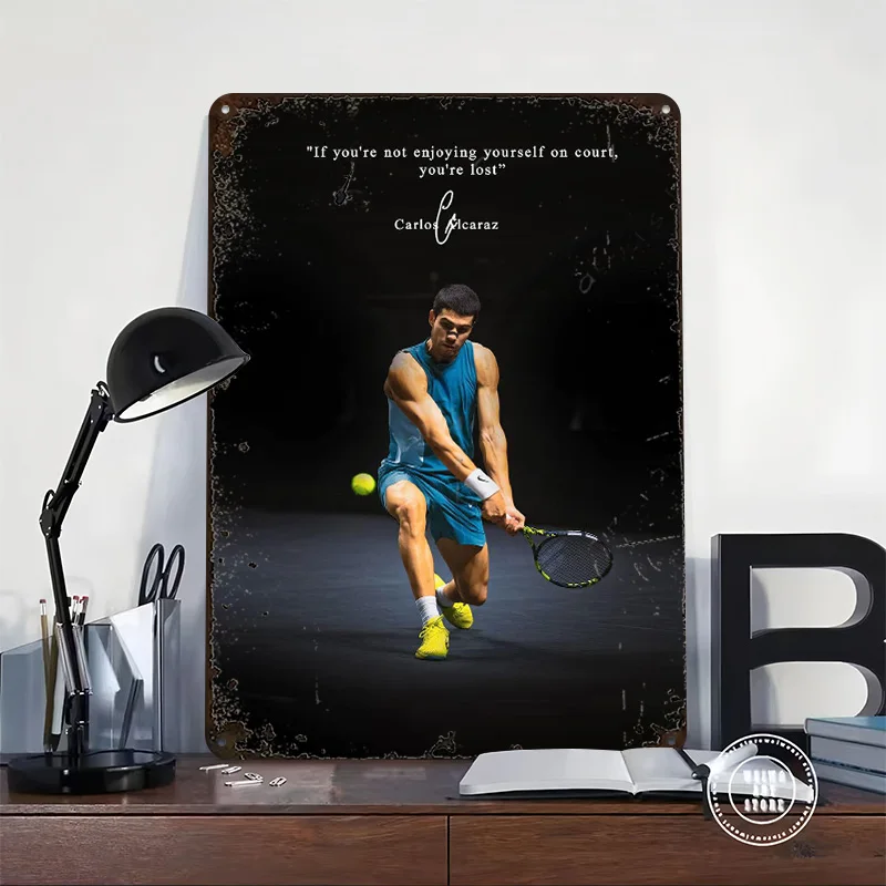 Carlos Alcaraz Tennis Quote Metal Poster Customized Wall Art Retro Vintage Tinplate Signs for Custom Plate Decoration Room House