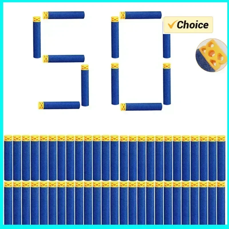 

50Pcs Blue Hollow Eva Soft Refill Bullets Foam Darts 7.2cm*1.3cm For Toys Gun,Elite Series Kids Toy Gun Accessories