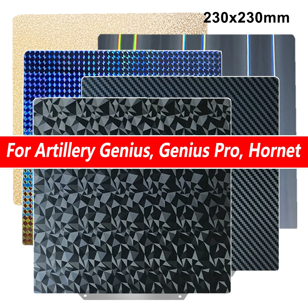 230x230mm for Artillery Gneius, Genius Pro, Hornet PEI Plate Heat Bed Accessories Flexible PEI Sheet for Anycubic Kobra 2
