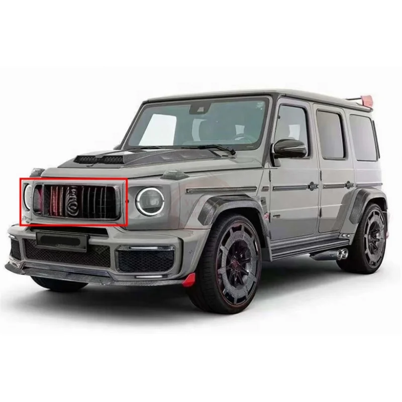 

For Mercedes-Benz G-Class W464 W463A G500 G63 B800 G900 Rocket Style Dry Carbon Fiber Front Bumper Grille