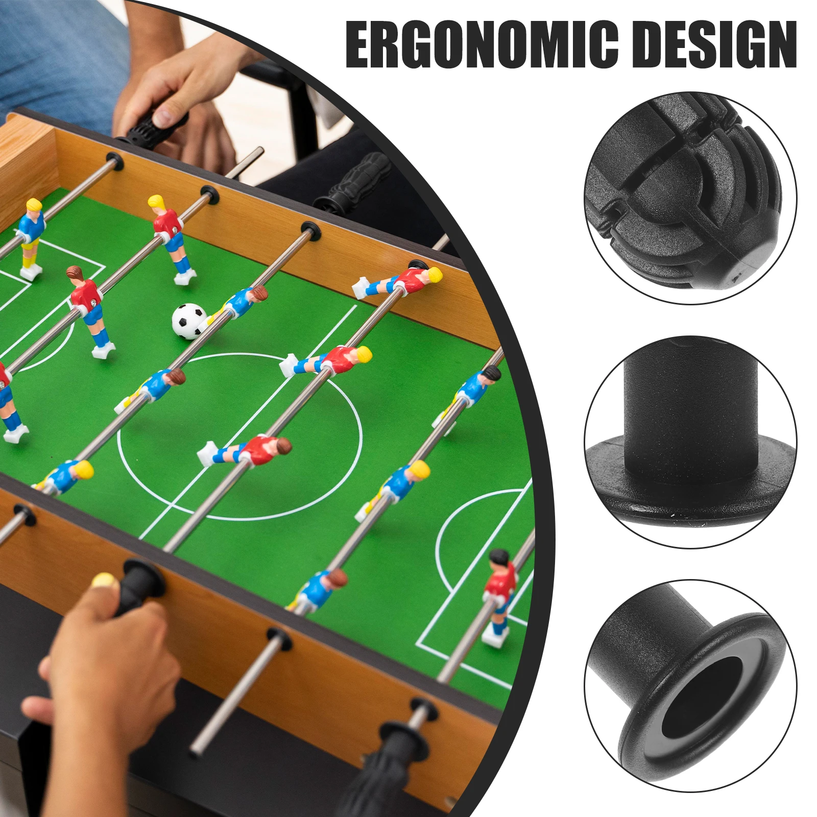 Maniglie da 8 pezzi Robuste impugnature di ricambio in plastica antiscivolo per macchina da calcio balilla Accessori per biliardino adatti ai bambini Calcio da tavolo