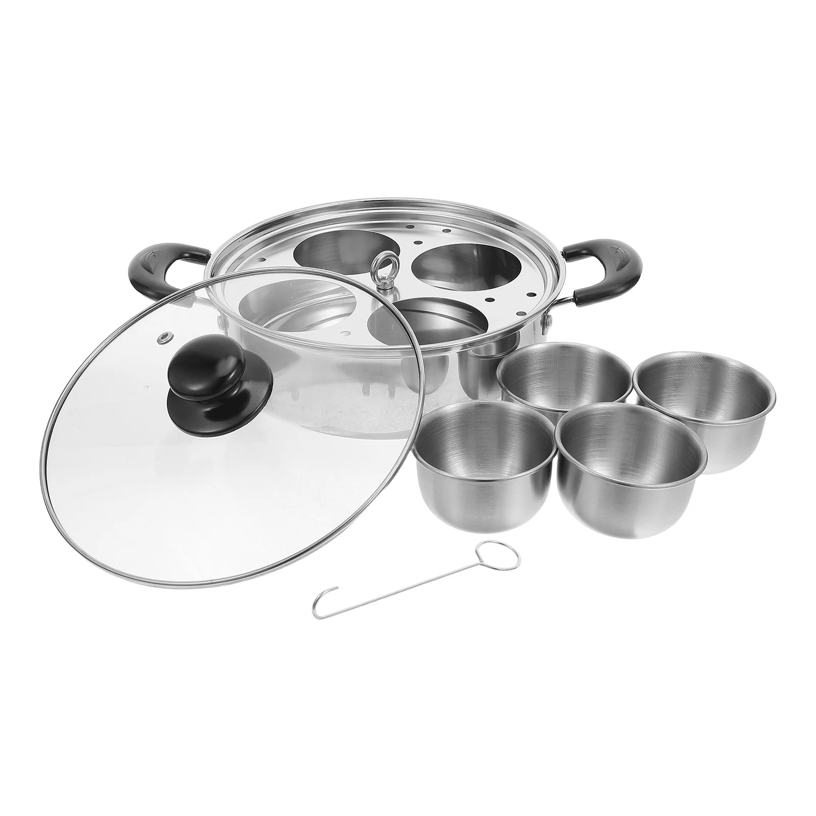 

4 Cup Stainless Steel Egg Cooking Steamer Professional Non Stick Pot Steamed Egg Maker Brunch Pan Stainless Steel Steamer Pot