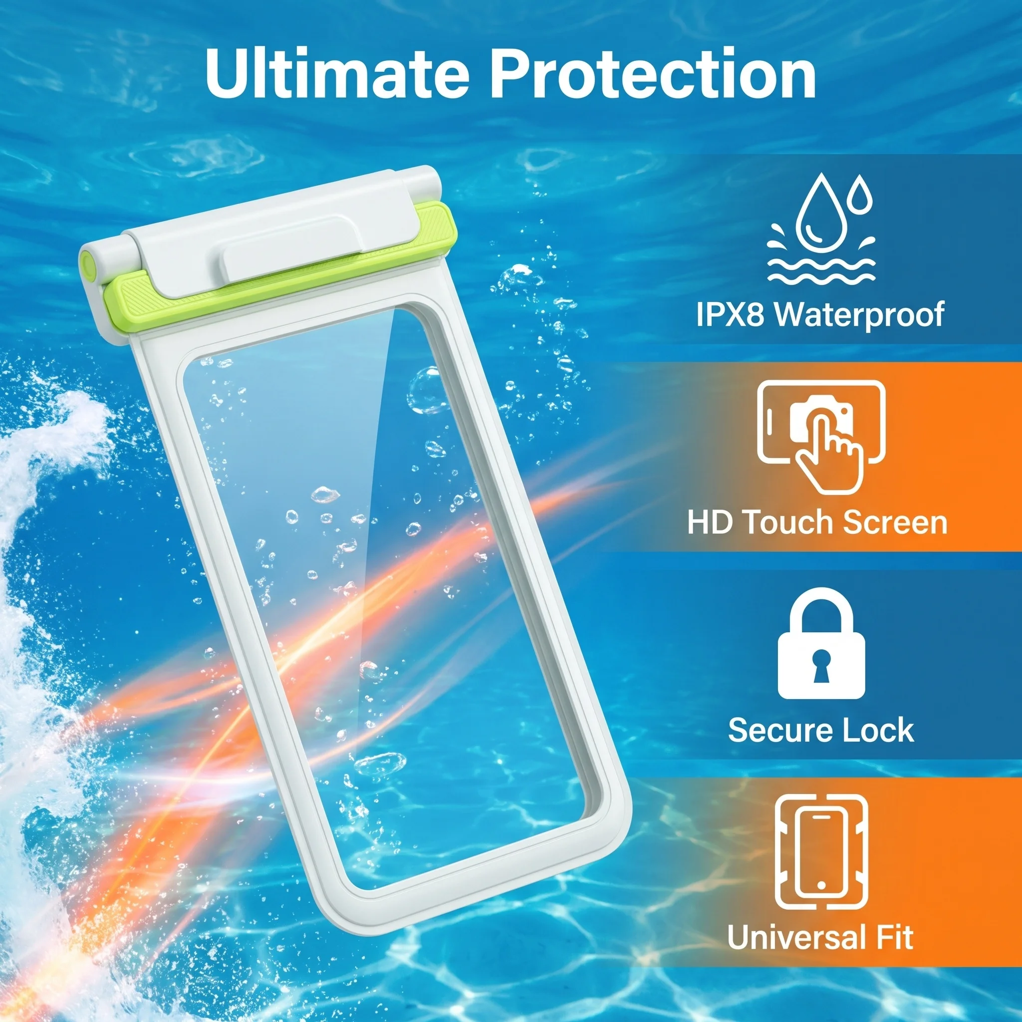 IPX8 30M Waterproof Phone Pouch, Universal High Sensitive Touch Waterproof Phone Case for Snorkeling Swimming Beach Surfing