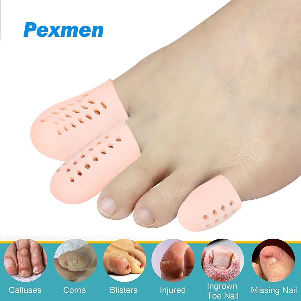 

Pexmen 2Pcs/Bag Soft Gel Toe Protector Silicone Toe Caps Sleeves Prevent Pain for Corns Blisters and Missing or Ingrown Toenails