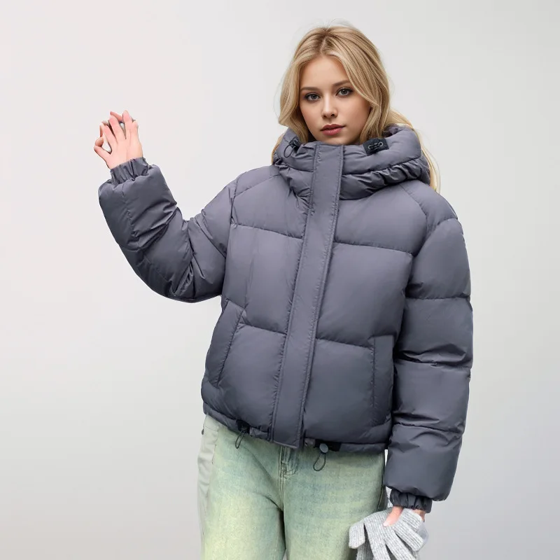 Abrigo de invierno para mujer, puños elásticos con cordón recogido individual para mujer, abrigo acolchado grueso minimalista a prueba de viento