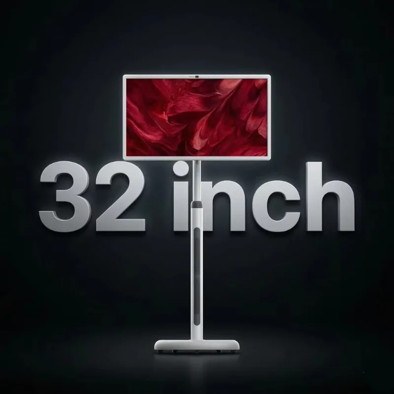 

23.8 32" Portable Smart Screen Wireless Movable TV Android 13 Touch with Wheels 10000mAh Battery for Kitchen Home Gym