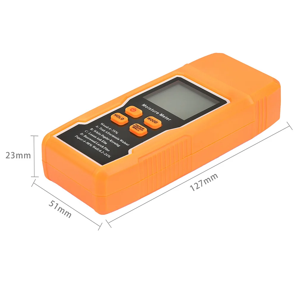 Two Pins Wood Moisture Meter with Temperature Display Digital Timber Damp Detector Moisture Reader for Lumber Concrete Building