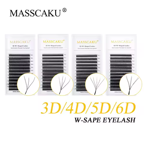 MASSCAKU 3D 6D 8D W Shape Lashes Global Wholesale Eyelash Clusters Easy Fan Volume Wispy Fake Lash Premium Dense Cilia Supplier