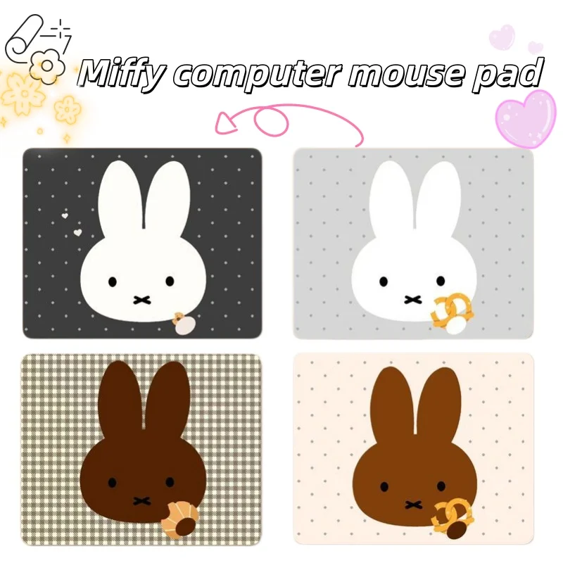 

Polka dot Miffy rabbit cute medium mouse pad office laptop keyboard desk mat