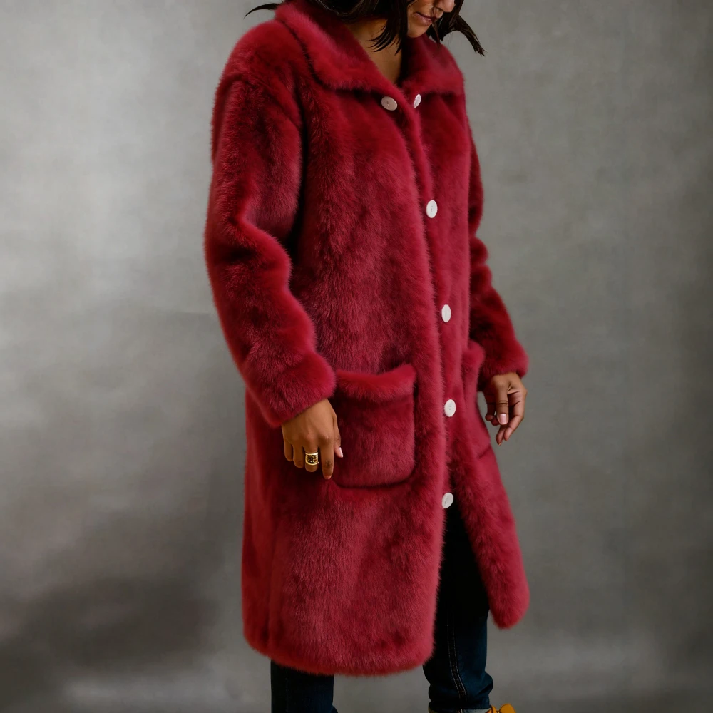 

Casual Plush Coat Spring Dress Autumn Fashionable Women's Outerwear Comfortable Soft Material No Decoration