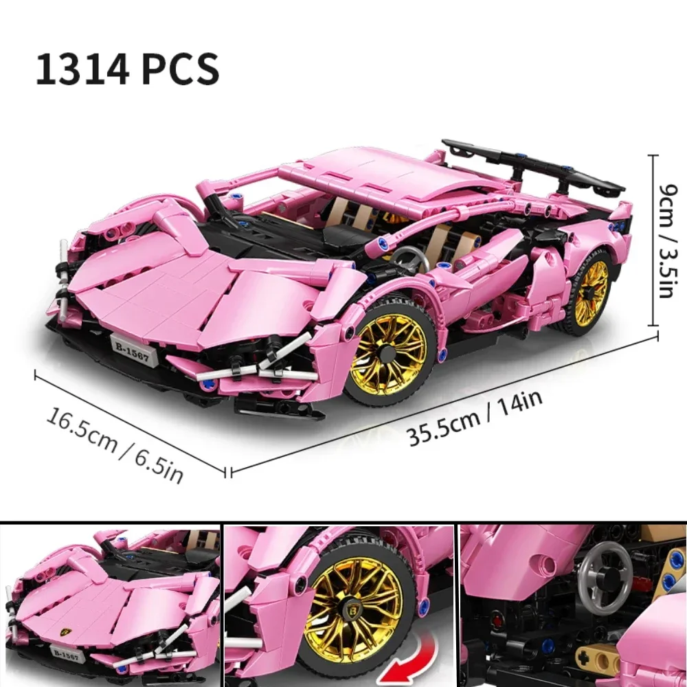 Technical 1:14 Racing Sport Car Model Building Blocks Bricks MOC City Vehicle Supercar Adult Toy For Boy Children Christmas Gift