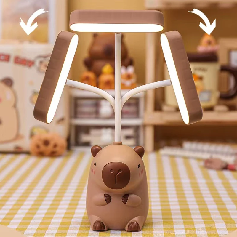 Cartoon Pencil Sharpener Cute Pet Animal Capybara Eye Protection Energy Saving Reading Light USB Charging Sleep Night Light