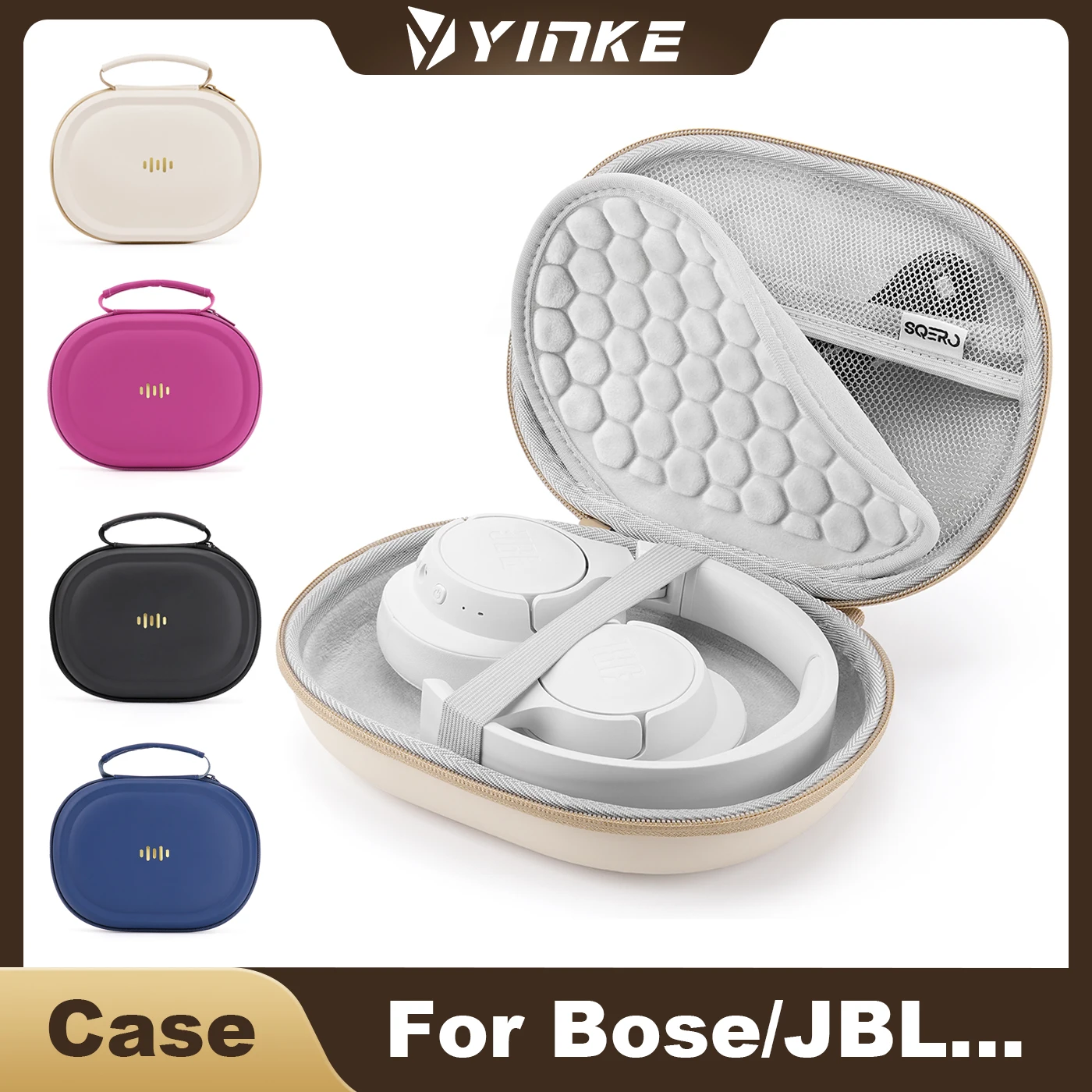 Estojo para Fones de Ouvido Bose Quietcomfort/JBL Tune 720BT/520BT/510BT/Live 770NC/460NC, Bolsa Organizadora Universal de Viagem em PU Aprimorada