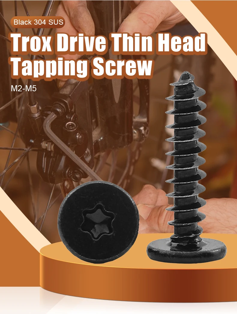 Black 304 Stainless Steel Torx Ultra Thin Super Low Flat Head Sheet Metal Self Tapping Screws M2 M3 M4 Six-Lobe Star Drive Screw