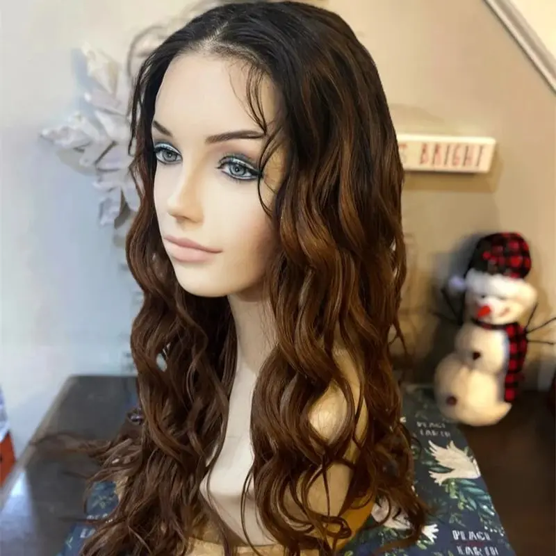 ombre-chocolate-brown-with-honey-blonde-streaks-hair-lace-front-wig-high-quality-synthetic-wigs-natural-pre-plucked-hairline