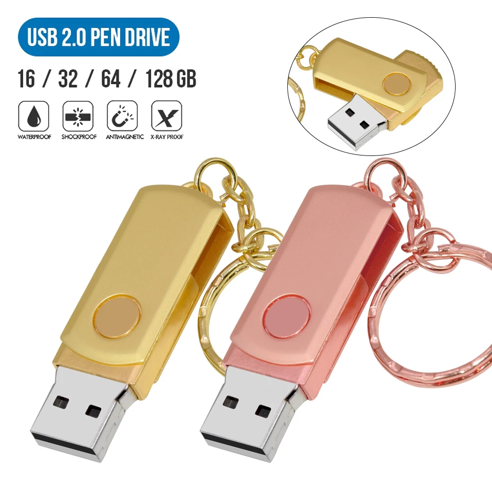 USB 2.0 미니 플래시 디스크 금속 펜 드라이브, 128GB 키 링, 펜드라이브, USB 플래시 메모리 스틱, 메모리 카드, 8GB, 16GB, 32GB, 64GB