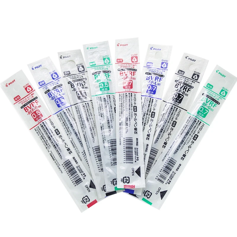9 Pieces Pilot Acro Ink Ballpoint Multi Pen Refill 4pcs/lot 0.7 Mm/0.5mm Black/Blue/Red/Green for Dr. Grip 4+1 BVRF-8F/8EF