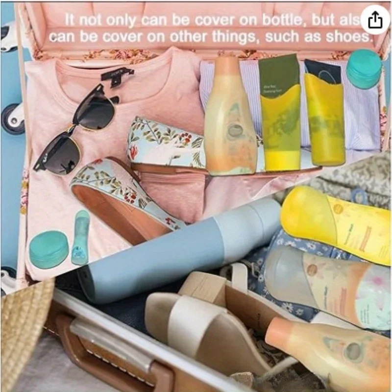 أكمام مقاومة للتسرب لحاوية السفر، أغطية أدوات الزينة المقاومة للتسرب في الأمتعة، تناسب معظم الزجاجات ذات المقاسات