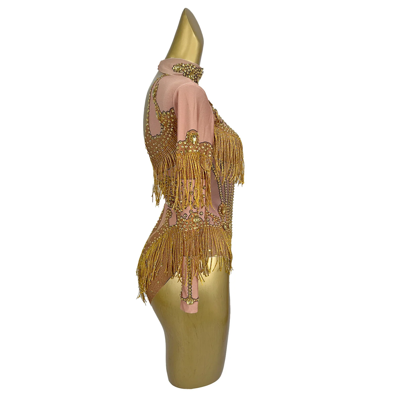 Sexy Rhinestone Tassel Classic Bodysuit Nightclub Stage Performance Jazz Dance Showgirl Outfit Spandex Women Bar Bodysuit Liusu