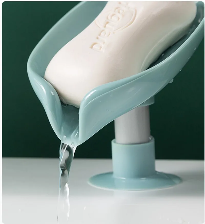 Soporte de jabón en forma de hoja, estante de ducha, caja de jabón de baño, ventosa Vertical, bandeja de jabón para lavandería, bandeja de almacenamiento de ducha, herramientas