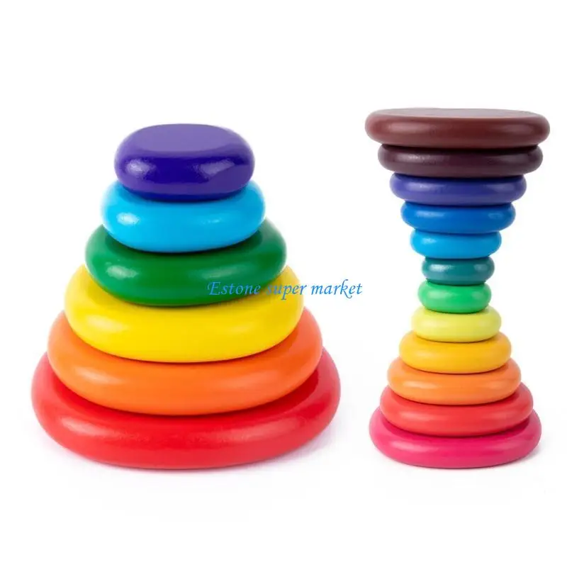 090B Cân bằng cầu vồng Phố Gỗ Stacking Stone Tay tọa độ đồ chơi TOPPLE XUỐNG GIỚI THIỆU Trẻ
