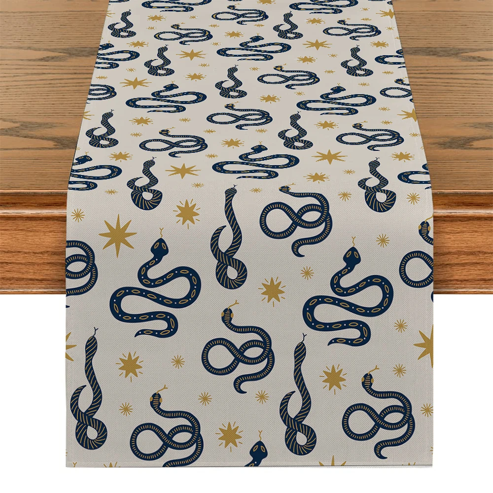 Plant Flower Snake Cartoon Table Runners Dresser Table Decor Reusable Kitchen Dining Table Runner Party Decor