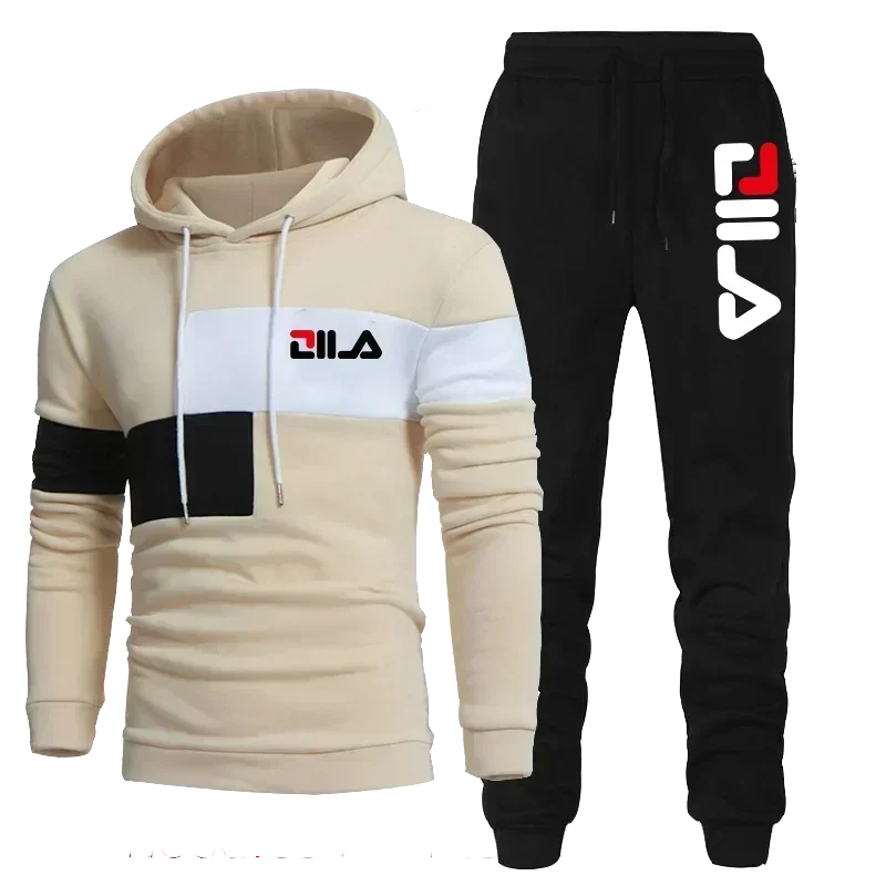 Conjunto de roupas esportivas com letra impressa masculina, moletom com capuz, calça casual, rua Harajuku, moda, novo, 2 conjuntos