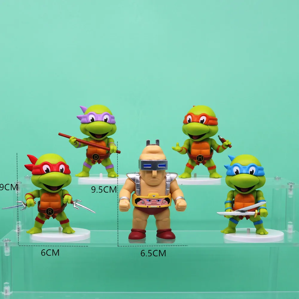 5pcs/set Teenage Mutant Ninja Turtles Characters Raphael Donatello Action Model Collectible Car Ornaments Kids Gift Toys