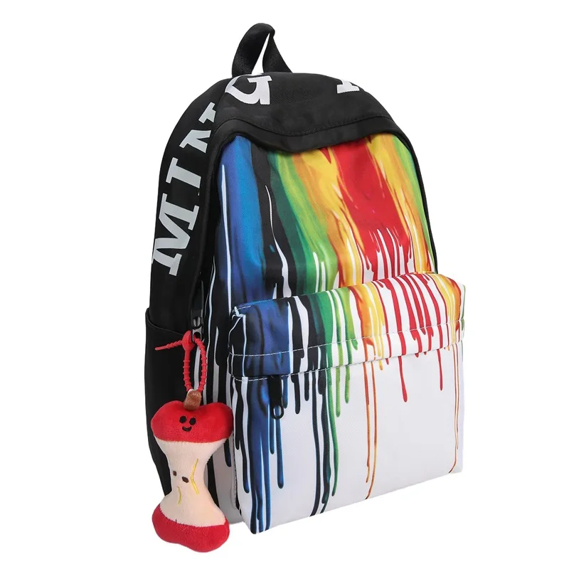 High aesthetic rainbow graffiti backpack for middle and high school students lightweight and large capacity backpack for leisure