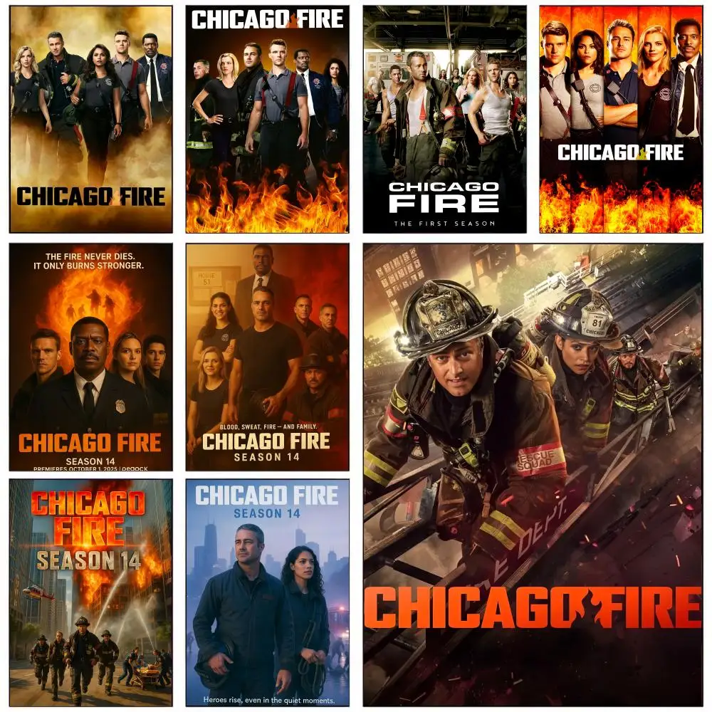 

Hot TV C-Chicago F-Fire Poster For Office Bedroom Coffee Home Decor Durable Waterproof Aesthetic Stickers Wall Art HD Best Gift