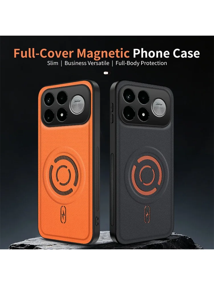 Biznesowe etui z odporną na wstrząsy tkaniną i magnetycznym mocowaniem do Xiaomi Poco F9 Ultra F9 Pro F7 F8 Ultra Pro, kompatybilne z ładowaniem Magsafe, pokrowiec Capa — 2