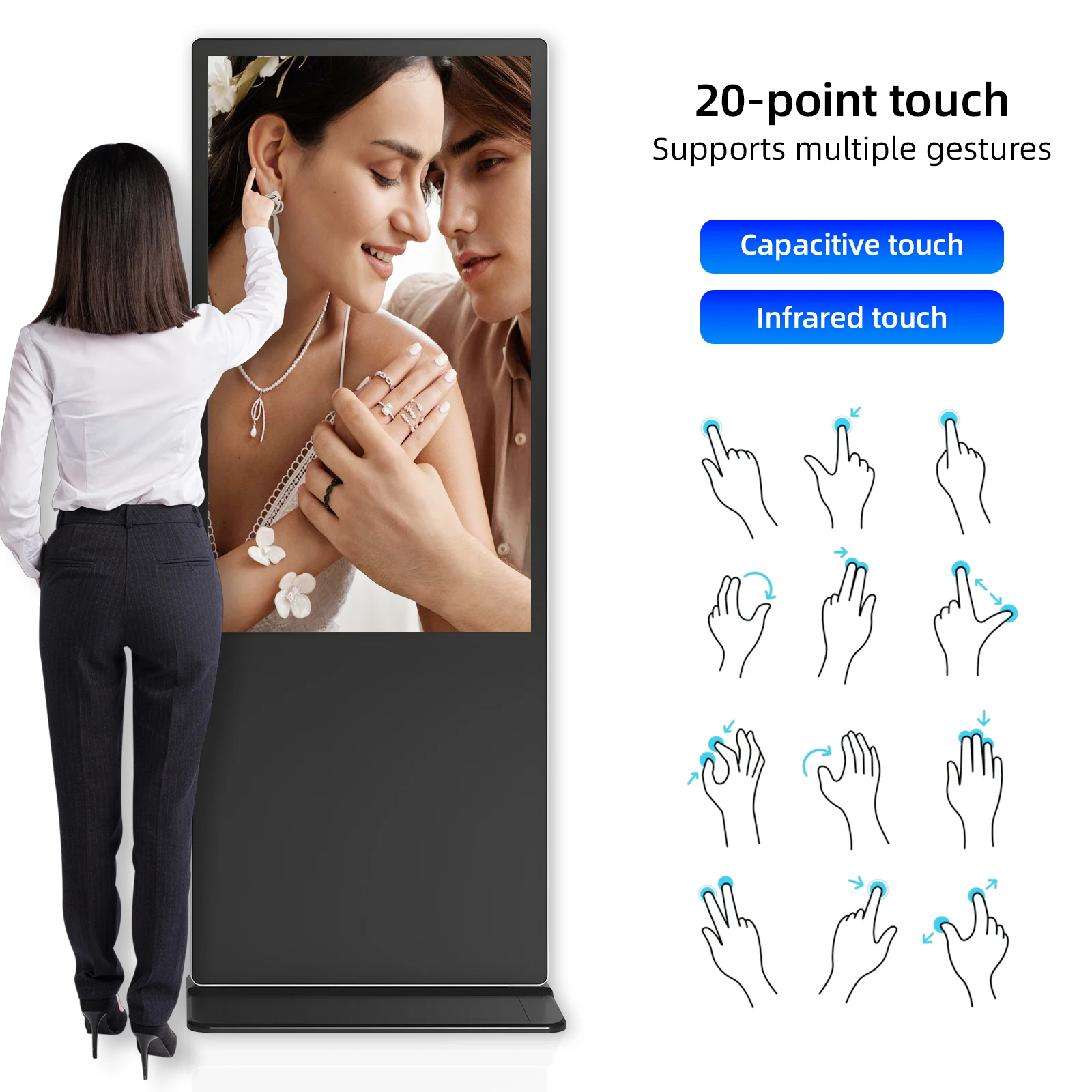 

Напольный вертикальный рекламный дисплей для торговых центров с сенсорным экраном, на базе Android, ЖК-панель для цифровой рекламы