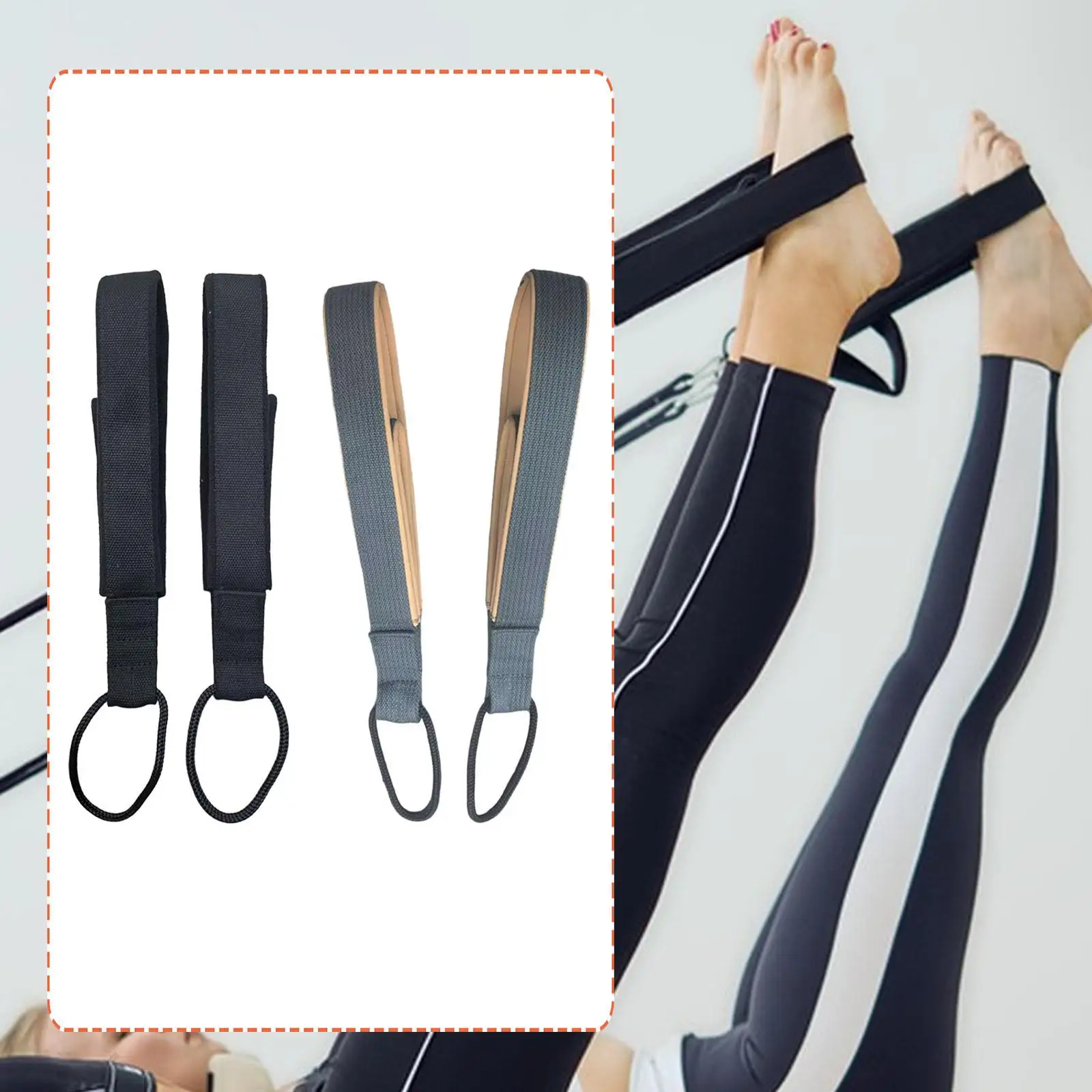 

2x ремни для пилатеса с двойной петлей для реформатора, удобная ручка, многофункциональный ремень для пилатеса для женщин и мужчин, тренировочный ремень для йоги, лодыжки