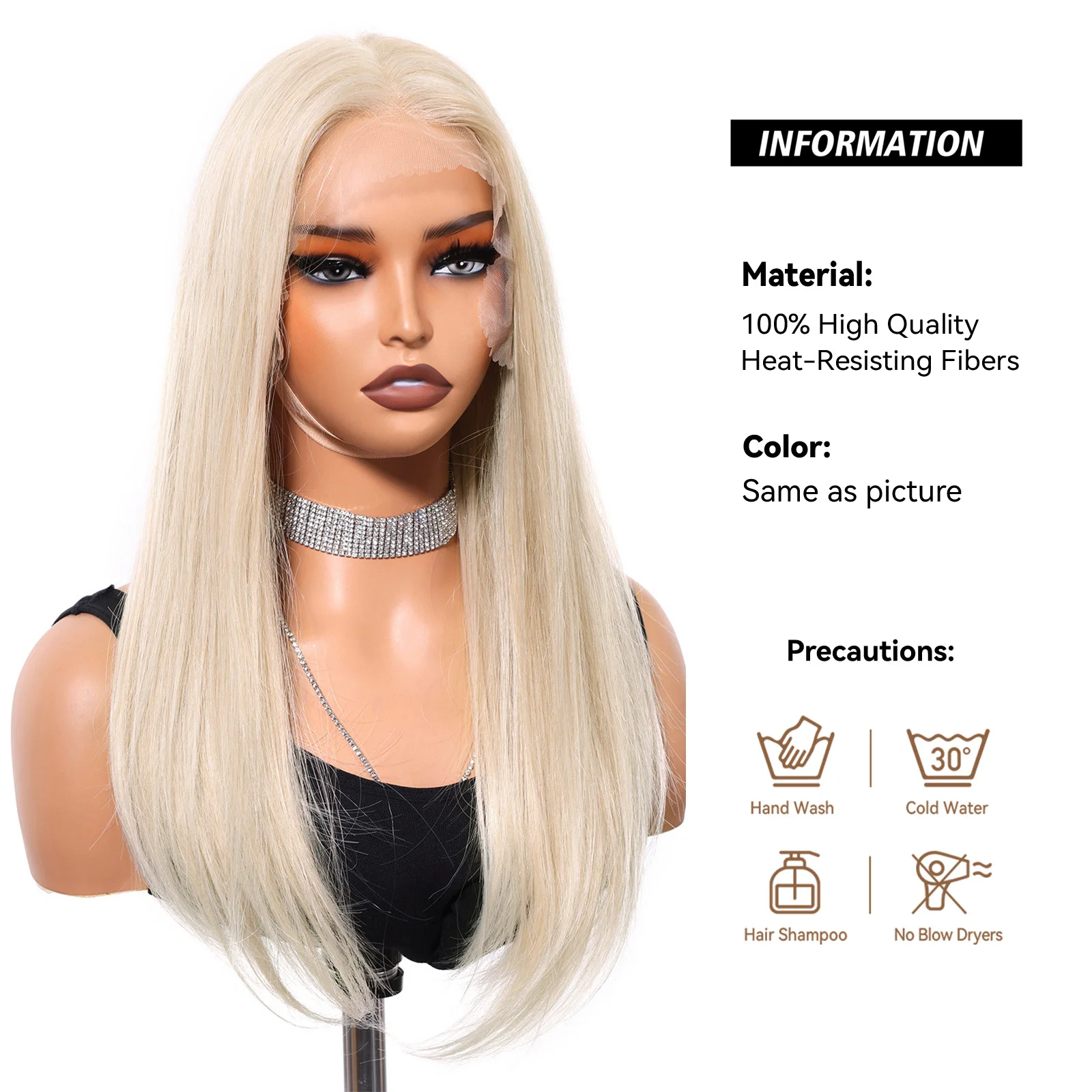 20in مستقيم الأبيض الاصطناعية الدانتيل الباروكات للنساء طويل أبيض 13*6 الدانتيل الباروكات الأمامية شعري طبيعي جزء مجاني يمكن كرة لولبية #3