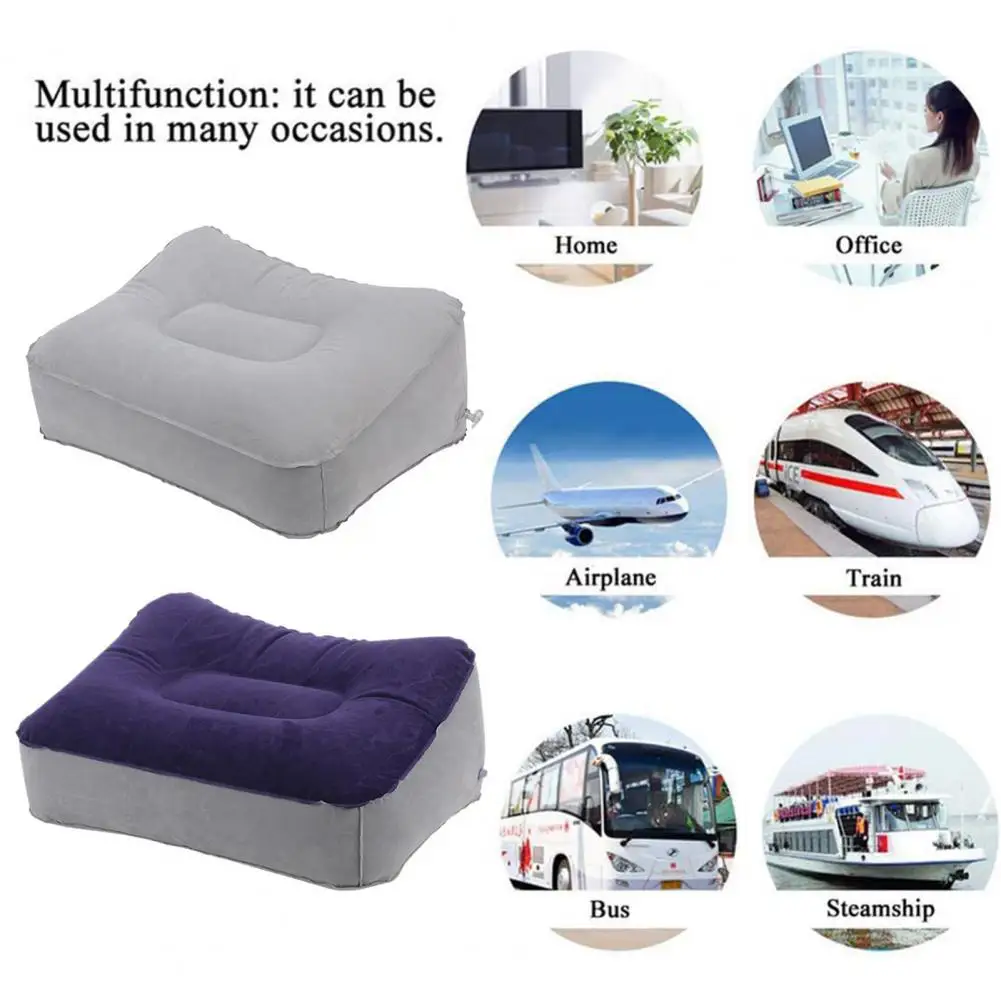Inflatable Foot Rest Pillow Leakproof PVC Soft Flocking Pillow Home Camping Airplane Train Travel Portable Footrest Cushion