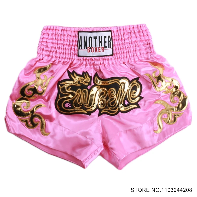 Muay Thai Shorts Pink Boxing Shorts Women Men Child Girl Boy Kickboxing Cage Fighting Grappling Pants MMA Training Clothing Pink