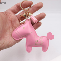 Enchanting Faux Leather Pink Pony Cartoon Keychain; Women's Bag Decor; Cute Animal Hanging Ornaments Gift