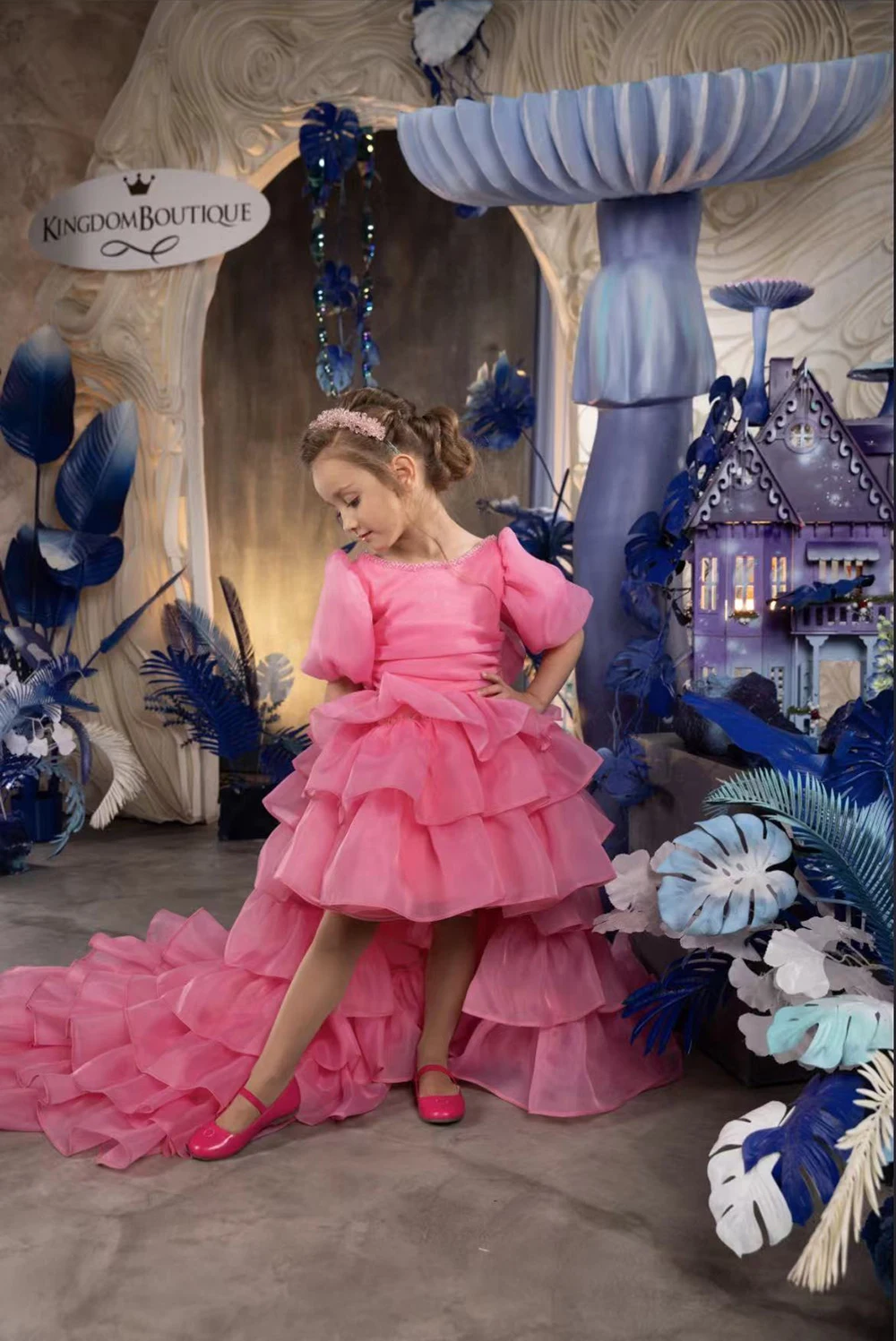 Vestido da menina de flor com cauda destacável manga curta arco vestidos de baile princesa festa de casamento primeira comunhão vestido de aniversário personalizado