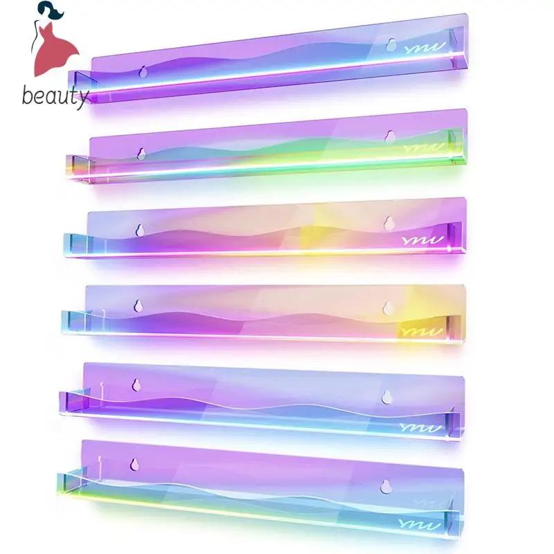 Nail Polish Organizer Holder Colorful Acrylic Shelves Wall Mounted Display Shelves Acrylic Bookshelves Wall Storage Holder