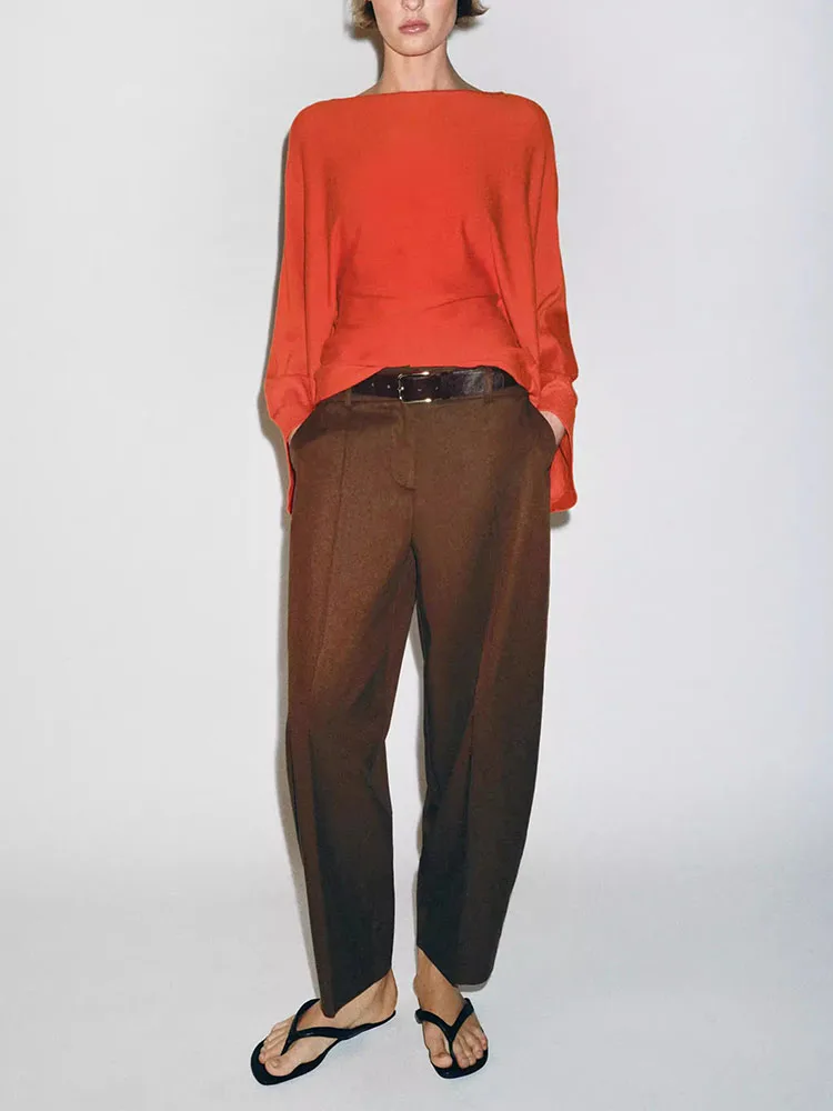 

Low Waist Balloon Pants Women's Fashion Spring New Arrival Belt Included Commuter Friendly Straight Leg Long Trousers