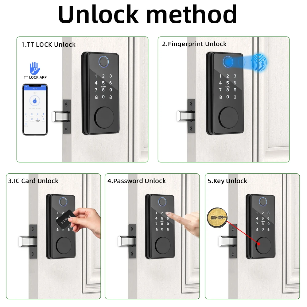 Imagem -03 - Raykube-smart Fingerprint Deadbolt Bloqueio com Trava Sensor de Porta Auto Lock Key Cartão de Senha tt Bloqueio App Desbloquear Ds01 tt