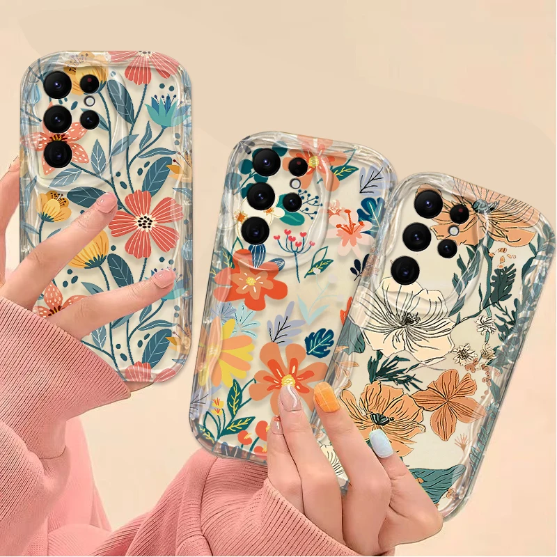 Art Colorful Mushroom Flower Case For Samsung Galaxy S24 Ultra S23 S22 Plus S21 S20 FE A25 A55 A35 A15 A16 A05 A05S A06 Cover