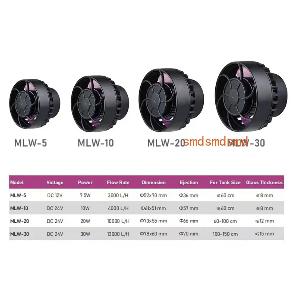 MLW Series Aquarium Fish Tank Smart App WiFi Control Wave Maker Flow Pump with LCD Controller