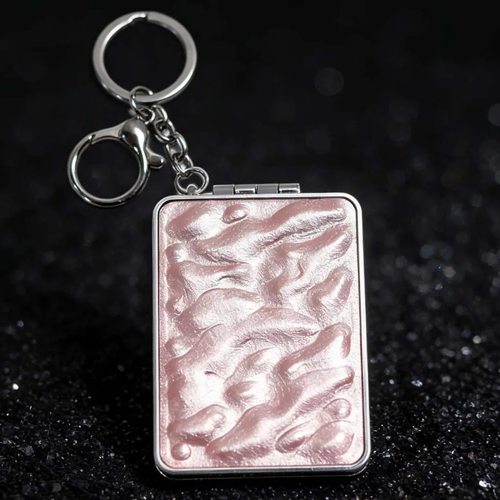 Ripple Finish Mirror Glossy Compact Makeup Mirror Metal Makeup Mirror Double Sided For Everyday Bag Travel Daily Makeup Touch