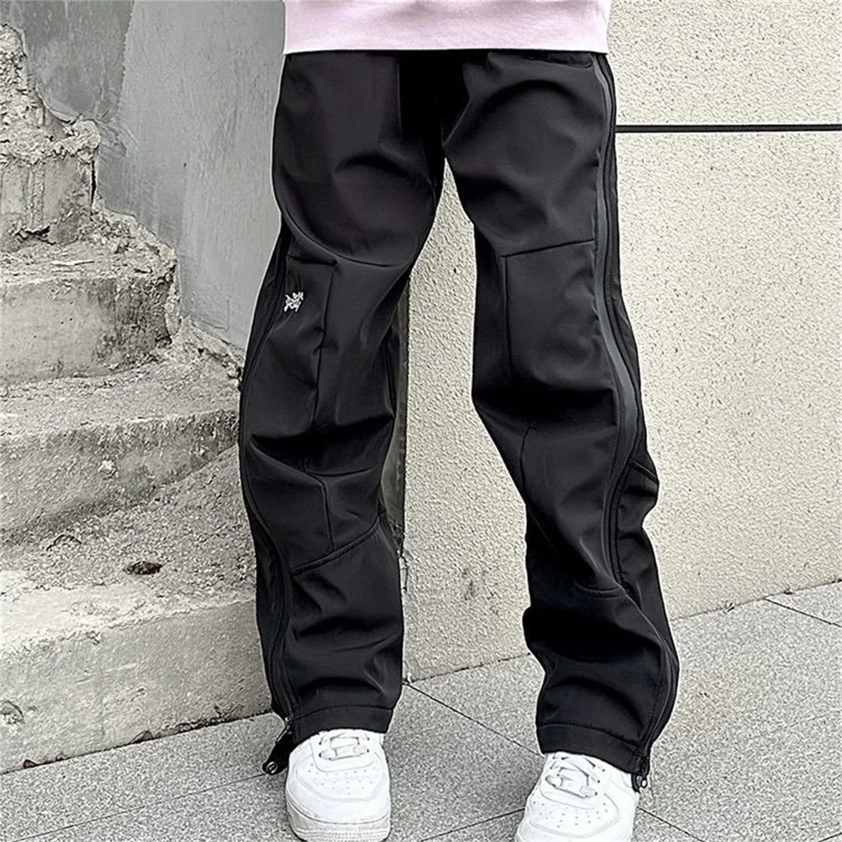 

2025 New Men's Spring And Summer Thin Solid Color Windproof And Waterproof Work Pants Fashion Loose And Versatile Casual Pants